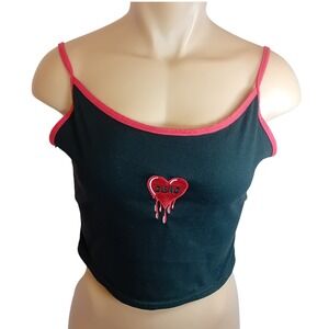 NWOT Spencers BodyRage Cami Crop Top Dripping Heart Emo Punk Goth Gothic XL READ